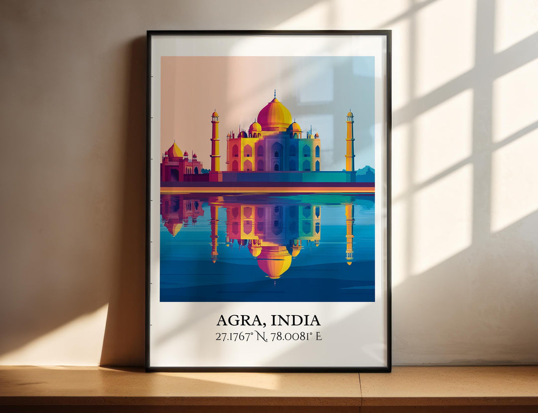 Agra India Art, Agra Retro Travel Art, Agra India Home Decor, India Gift, India Travel Art, Travel Prints, Housewarming Gift