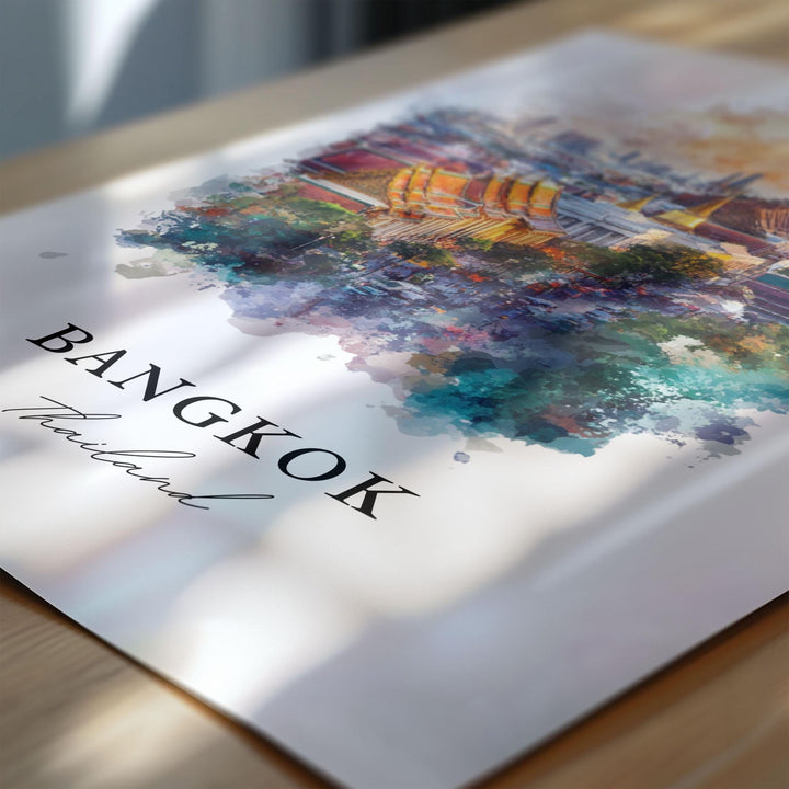 Bangkok Wall Art, Bangkok Thailand Print, Bangkok Watercolor Art, Bangkok Thailand Gift, Travel Print, Travel Poster, Housewarming Gift