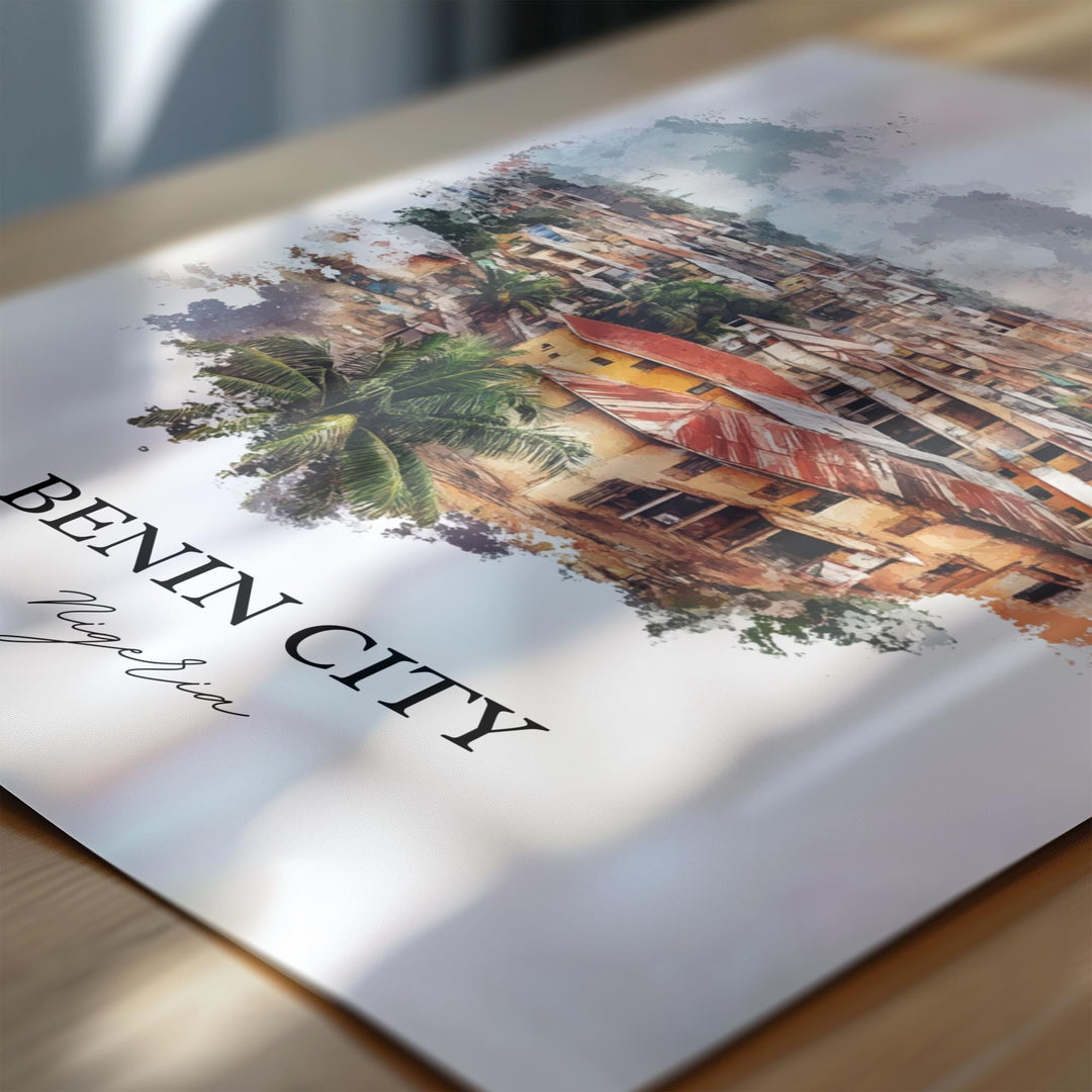 Benin City Wall Art, Nigeria Print, Nigeria Watercolor At, Benin City Gift, Travel Print, Travel Poster, Housewarming Gift