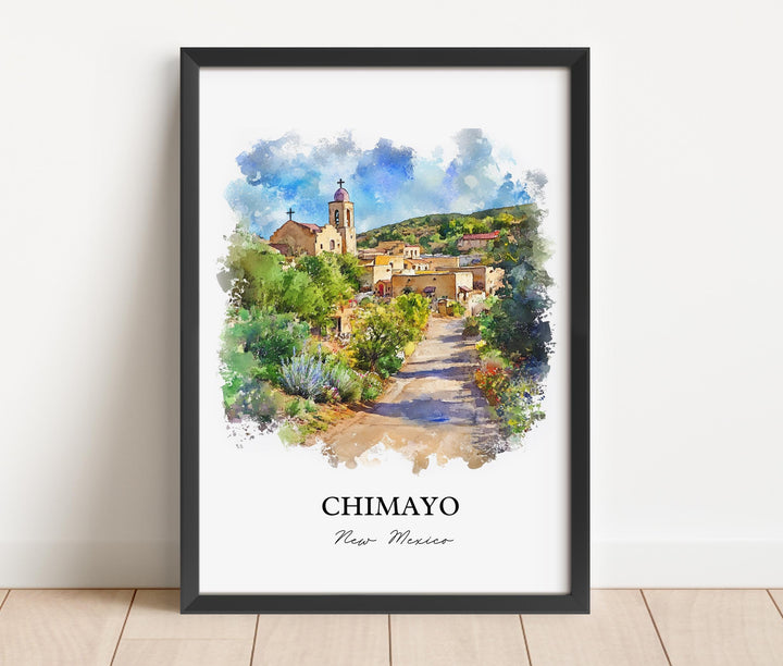 Chimayo NM Wall Art, Santa Fe NM Print, New Mexico Watercolor Art, Chimayo Gift, Travel Print, Travel Poster, Housewarming Gift