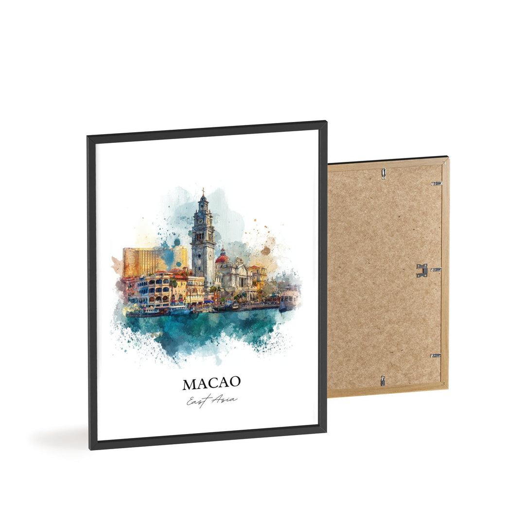 Macao Wall Art, Macao Print, Macao Watercolor Art, Macao China Gift, Travel Print, Travel Poster, Housewarming Gift