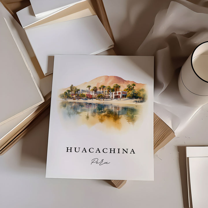 Huacachina Peru wall art - Peru, Huacachina poster print, Wedding gift, Birthday present, Custom Text, Perfect Gift