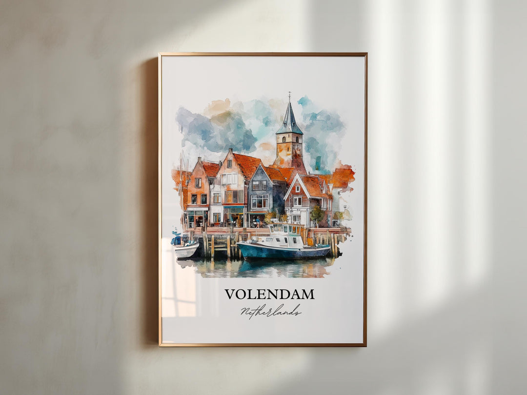 Volendam Wall Art, Edam-Volendam Print, Netherlands Watercolor Art, Volendam Gift, Travel Print, Travel Poster, Housewarming Gift