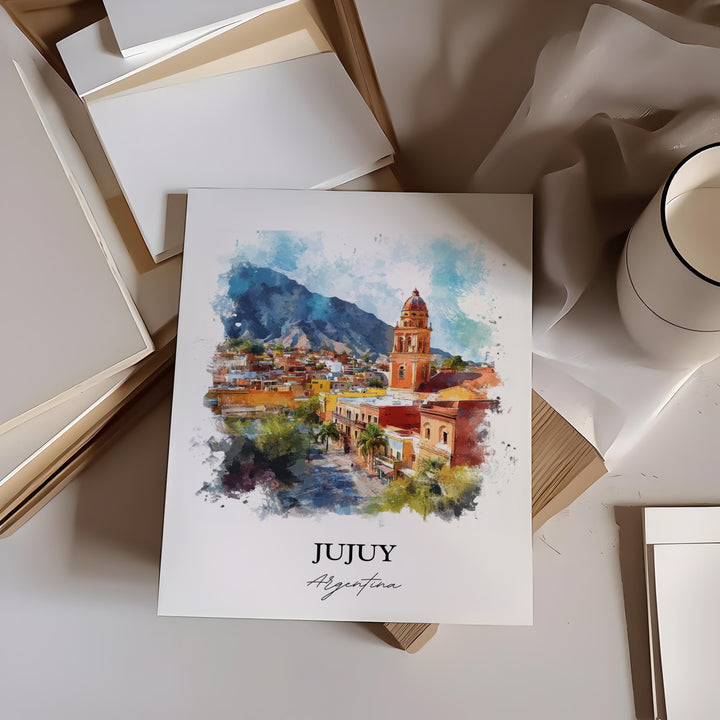 Jujuy Argentina Wall Art, Quebrada de Humahuaca Print, Argentina Watercolor Art, Jujuy Gift, Travel Print, Travel Poster, Housewarming Gift