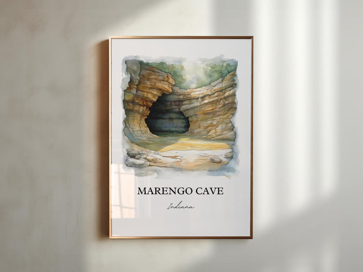 Marengo Cave Wall Art, Marengo Cave IN Print, Indiana Watercolor Art, Marengo Cave Gift, Travel Print, Travel Poster, Housewarming Gift
