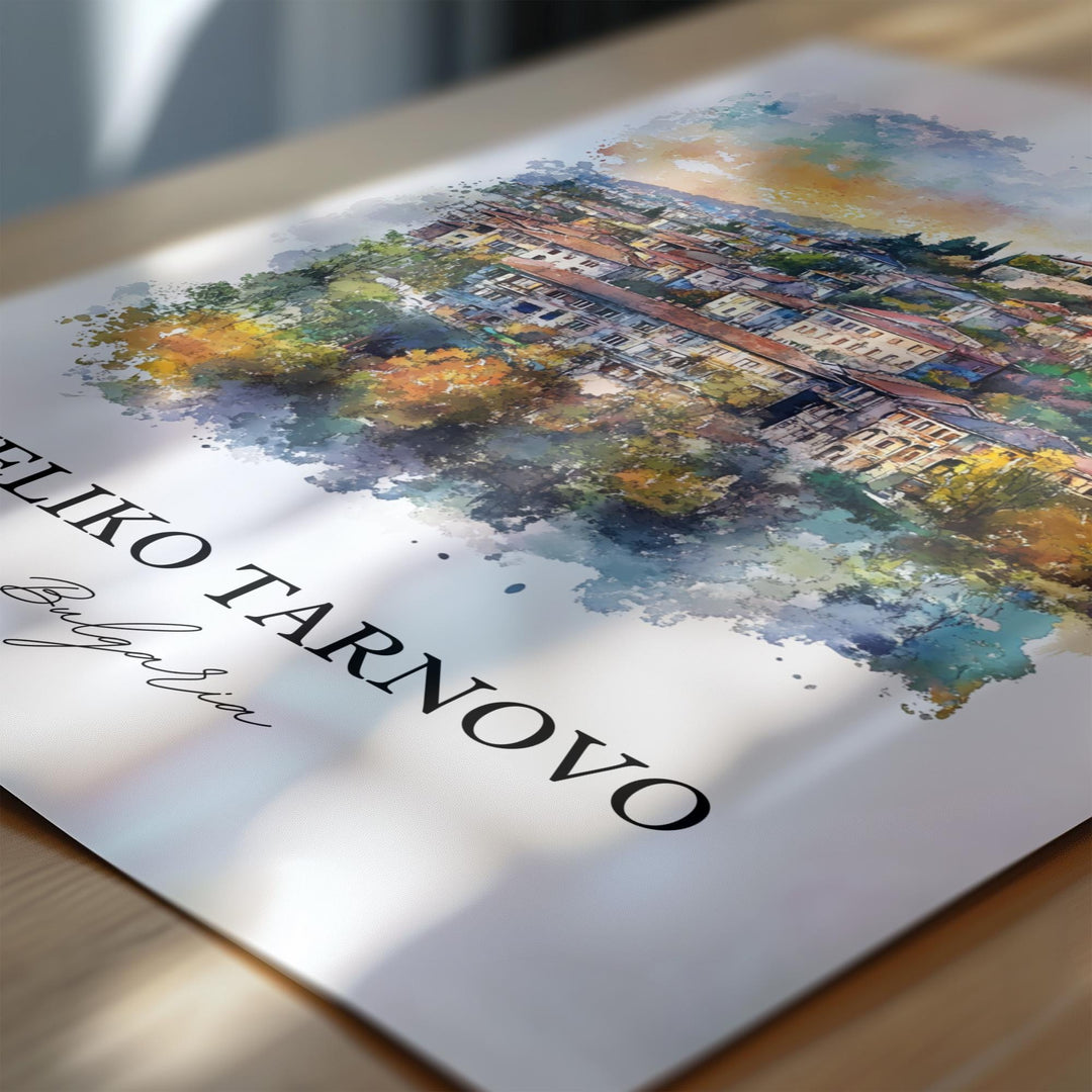 Veliko Tarnovo Wall Art, Bulgaria Print, Bulgaria Watercolor Art, Veliko Tarnovo Gift, Travel Print, Travel Poster, Housewarming Gift