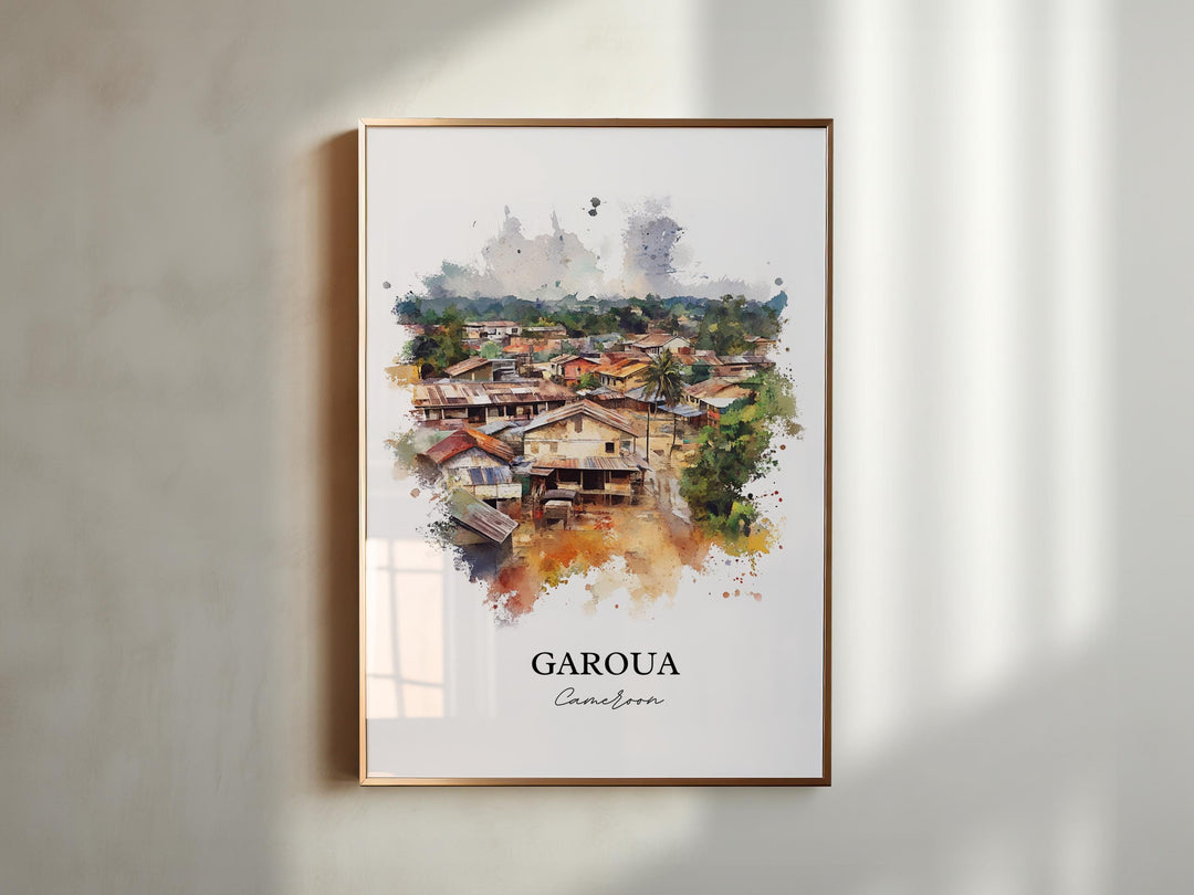 Garoua Cameroon Wall Art, Cameroon Print, Cameroon Watercolor Art, Garoua Cameroon Gift, Travel Print, Travel Poster, Housewarming Gift