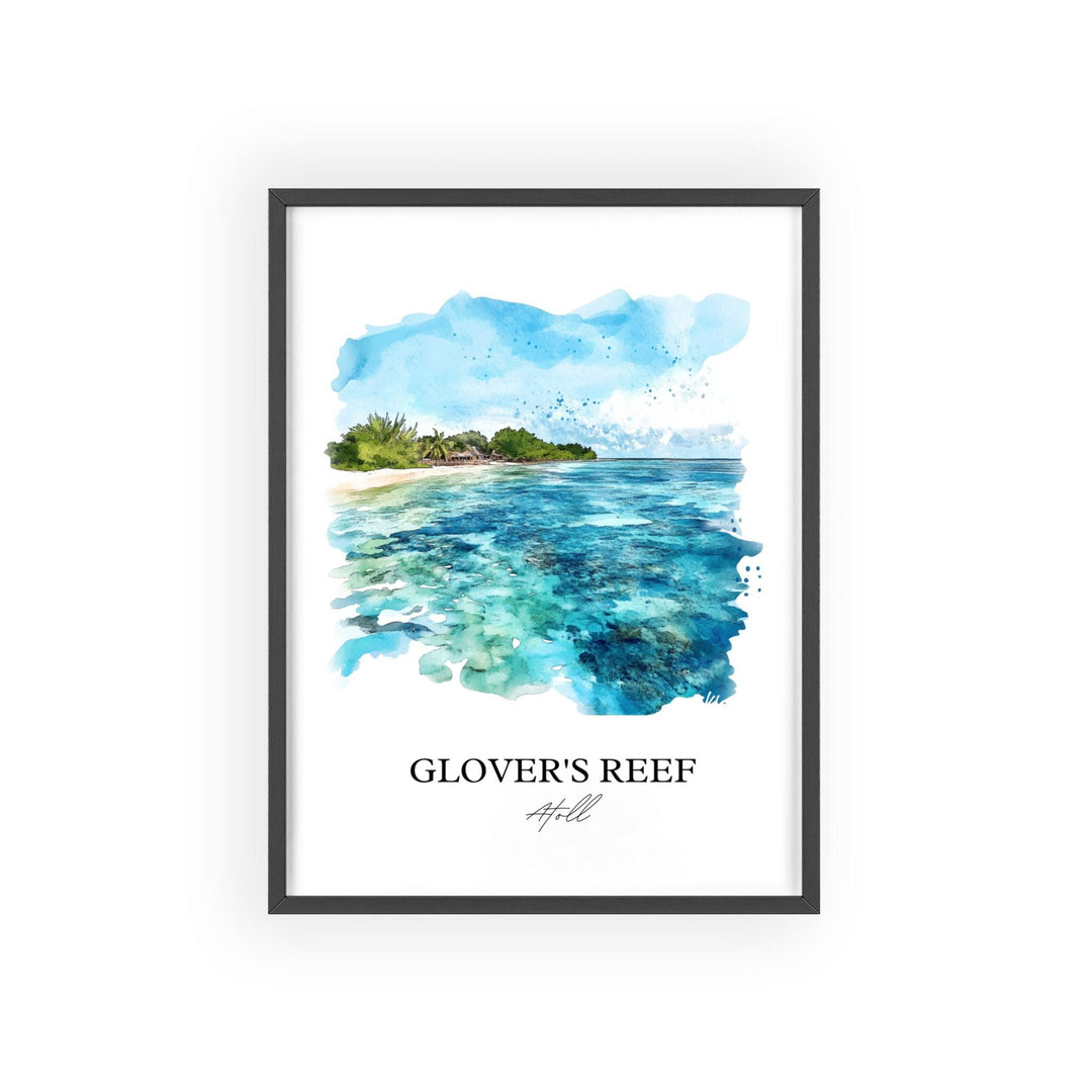 Glovers Reef Wall Art, Belize Print, Belize Watercolor Art, Glovers Reef Gift, Travel Print, Travel Poster, Housewarming Gift
