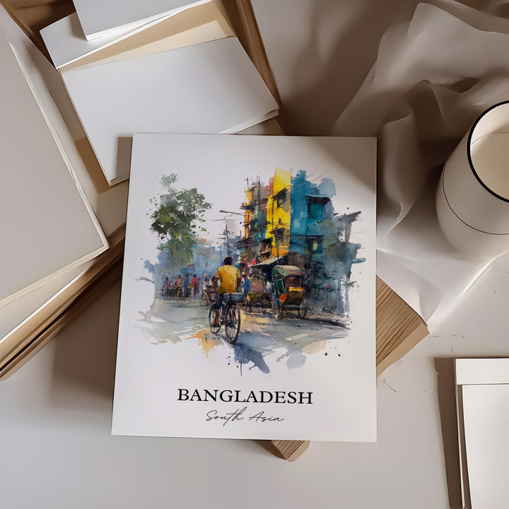 Bangladesh Wall Art, Bangladesh Print, Bangladesh Watercolor Art, Bangladesh Gift, Travel Print, Travel Poster, Housewarming Gift