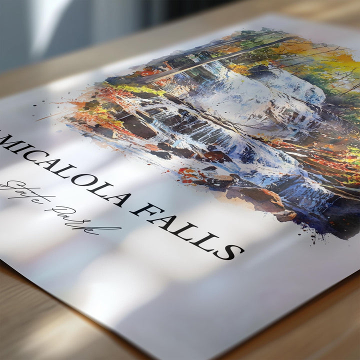 Amicalola Falls Wall Art, Dawson County Print, Georgia Watercolor Art, Amicalola Falls Gift, Travel Print, Travel Poster, Housewarming Gift