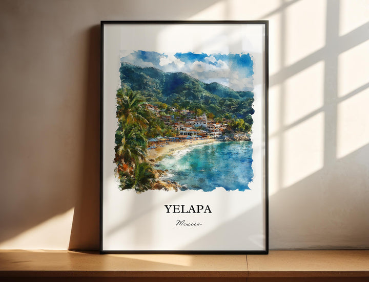 Yelapa Wall Art, Yelapa Mexico Print, Mexico Watercolor Art, Jalisco Gift, Travel Print, Travel Poster, Housewarming Gift
