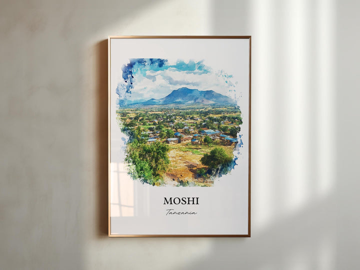 Moshi Tanzania Wall Art, Tanzania Print, Tanzania Watercolor Art, Moshi Gift, Travel Print, Travel Poster, Housewarming Gift