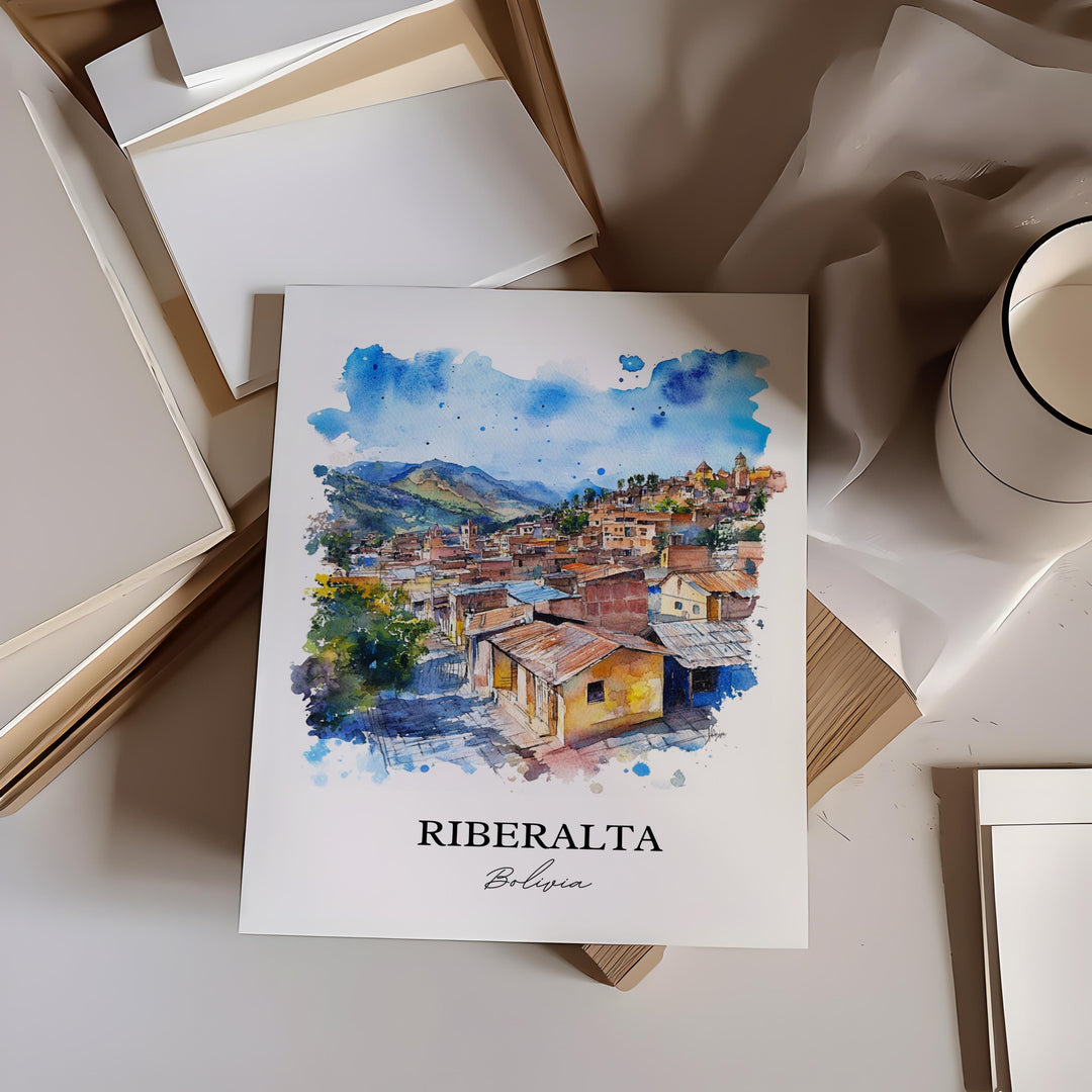 Riberalta Wall Art, Beni Dept Print, Bolivia Watercolor Art, Riberalta Bolivia Gift, Travel Print, Travel Poster, Housewarming Gift