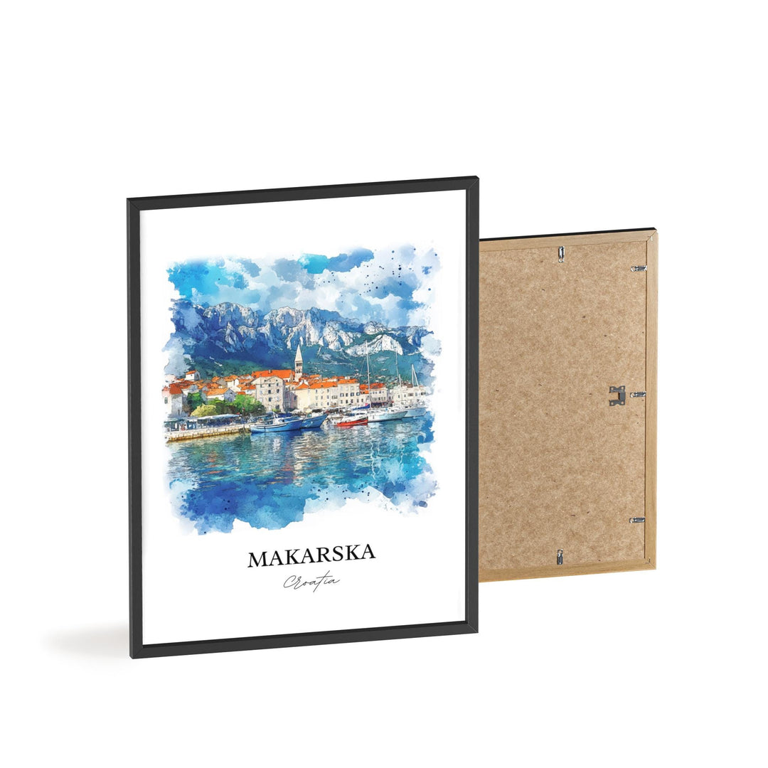Makarska Wall Art, Dalmatian Coast Print, Croatia Watercolor Art, Makarska Croatia Gift, Travel Print, Travel Poster, Housewarming Gift
