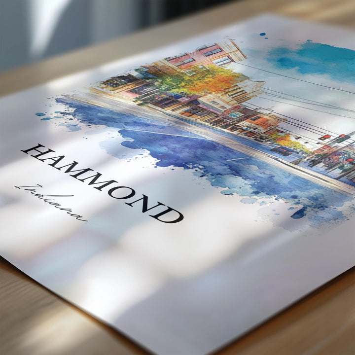 Hammond Indiana Wall Art, Lake County Print, Indiana Watercolor Art, Hammond IN Gift, Travel Print, Travel Poster, Housewarming Gift