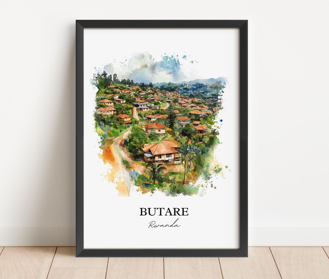 Butare Rwanda Wall Art, Rwanda Print, Rwanda Watercolor Art, Rwanda Gift, Travel Print, Travel Poster, Housewarming Gift
