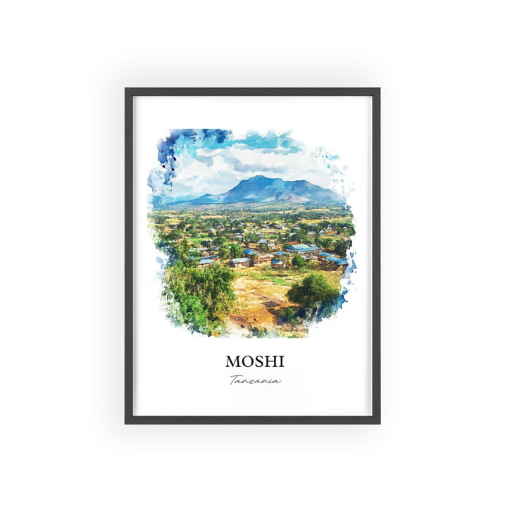 Moshi Tanzania Wall Art, Tanzania Print, Tanzania Watercolor Art, Moshi Gift, Travel Print, Travel Poster, Housewarming Gift