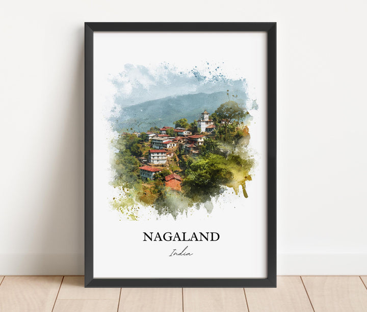 Nagaland India Wall Art, Nagaland India Print, India Watercolor Art, Nagaland India Gift, Travel Print, Travel Poster, Housewarming Gift