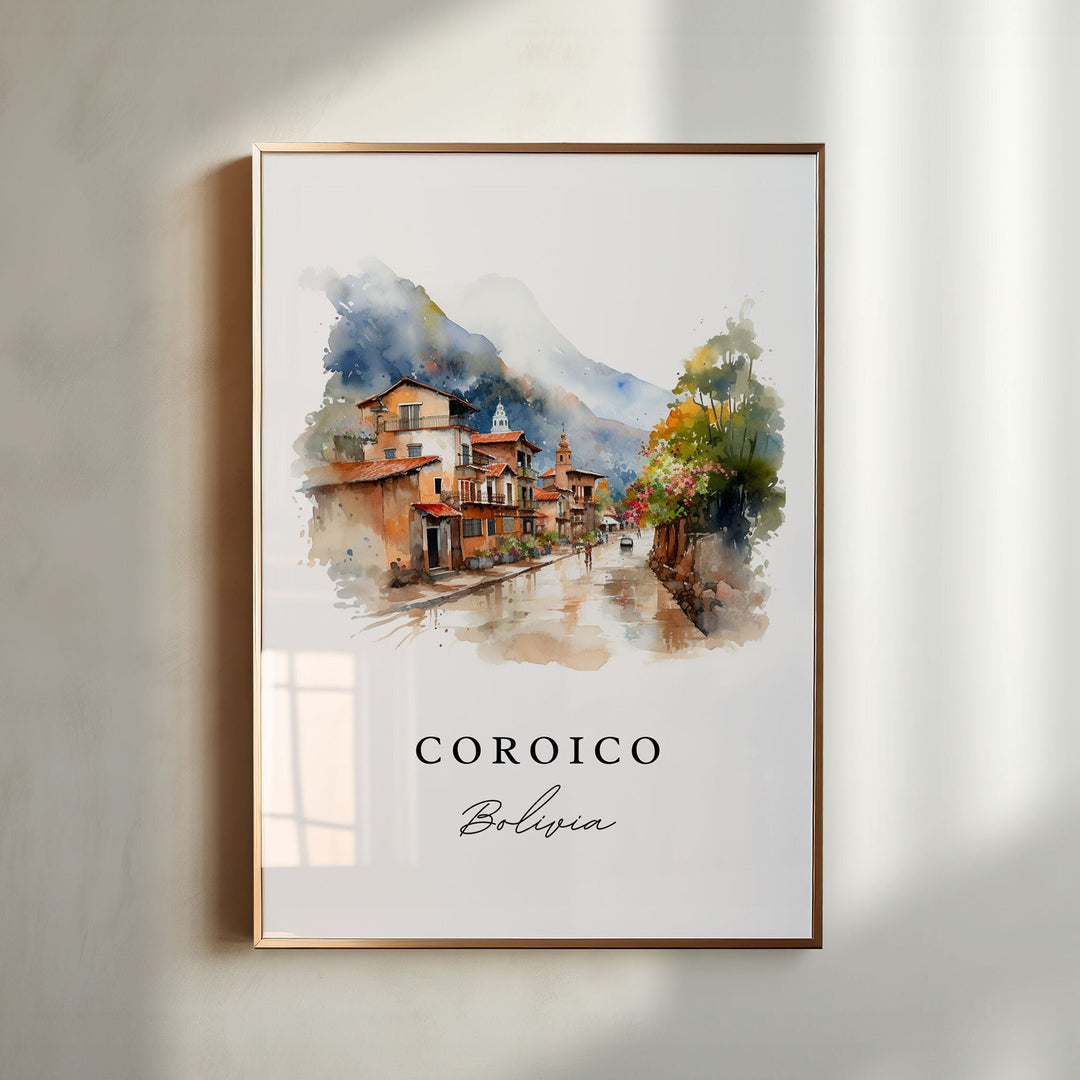 Coroico Brazil wall art - Bolivia, Coroico poster print, Coroico Wedding gift, Nor Yungas Province present, Custom Text, Perfect Gift