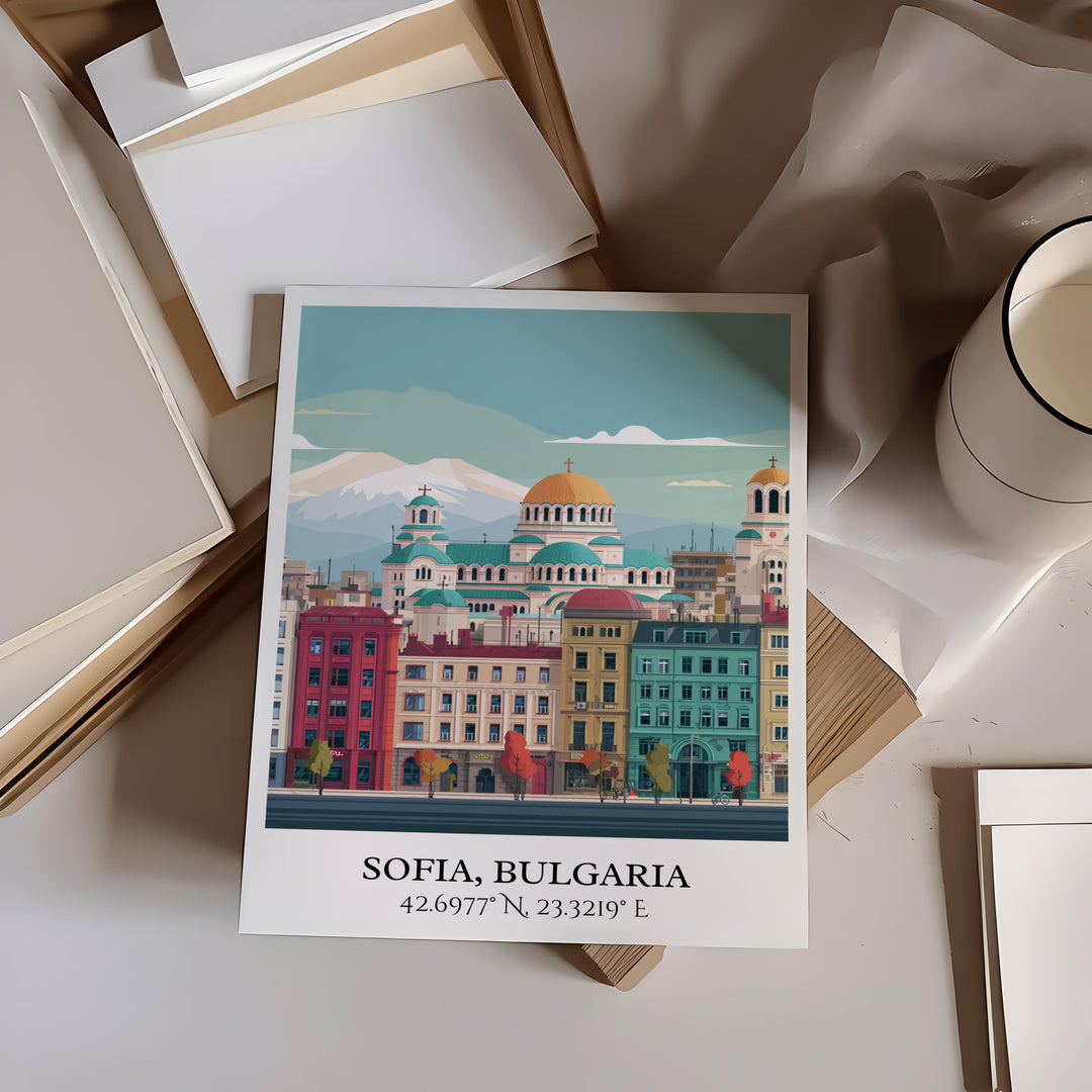 Sofia Bulgaria Art, Sofia Retro Travel Art, Sofia Bulgaria Home Decor, Bulgaria Gift, Bulgaria Travel Art, Travel Prints, Housewarming Gift