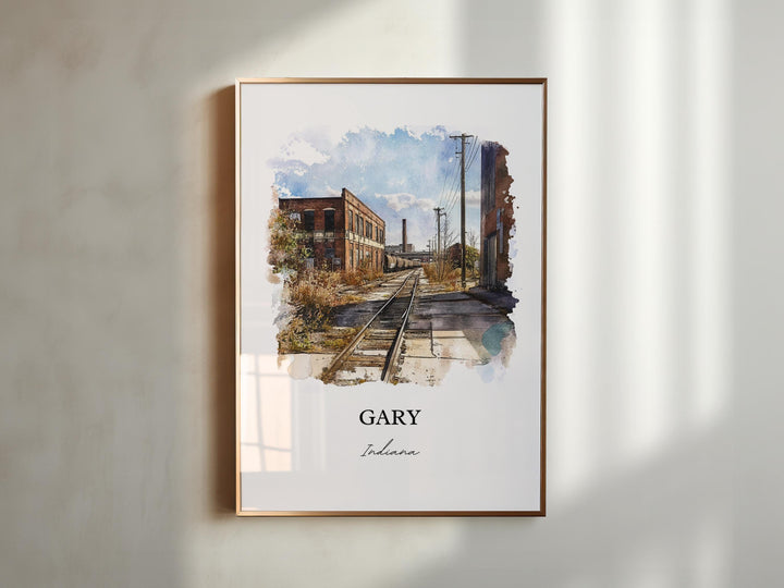 Gary Indiana Wall Art, Lake County IN Print, Indiana Watercolor Art, Gary Indiana Gift, Travel Print, Travel Poster, Housewarming Gift