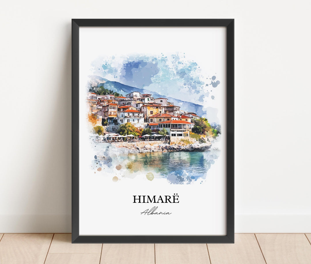Himarë Albania Wall Art, Vlorë County Print, Albania Watercolor Art, Albania Gift, Travel Print, Travel Poster, Housewarming Gift