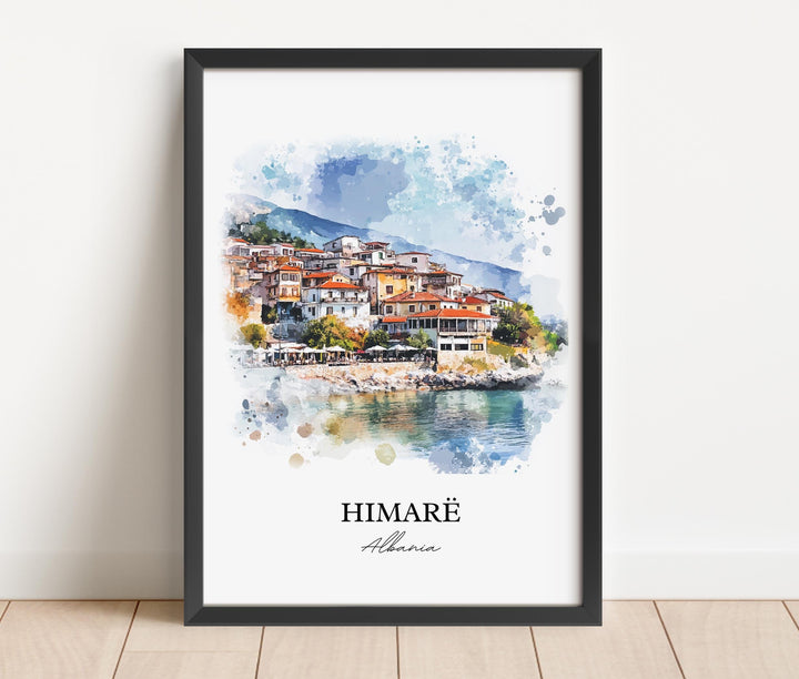 Himarë Albania Wall Art, Vlorë County Print, Albania Watercolor Art, Albania Gift, Travel Print, Travel Poster, Housewarming Gift