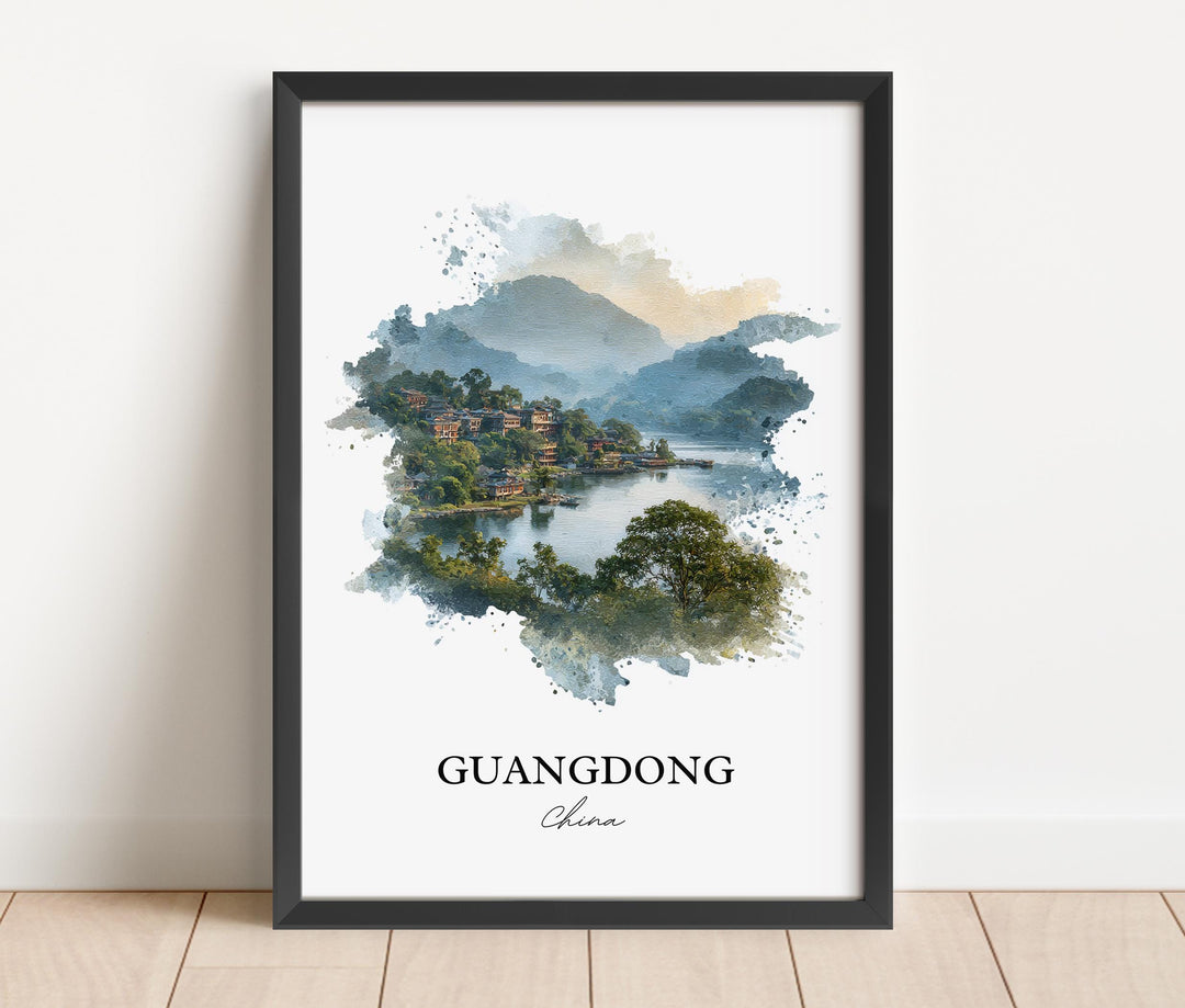 Guangdong China Wall Art, Guangdong Print, Guangdong Watercolor Art, Guangdong Gift, China Travel Print, Travel Poster, Housewarming Gift