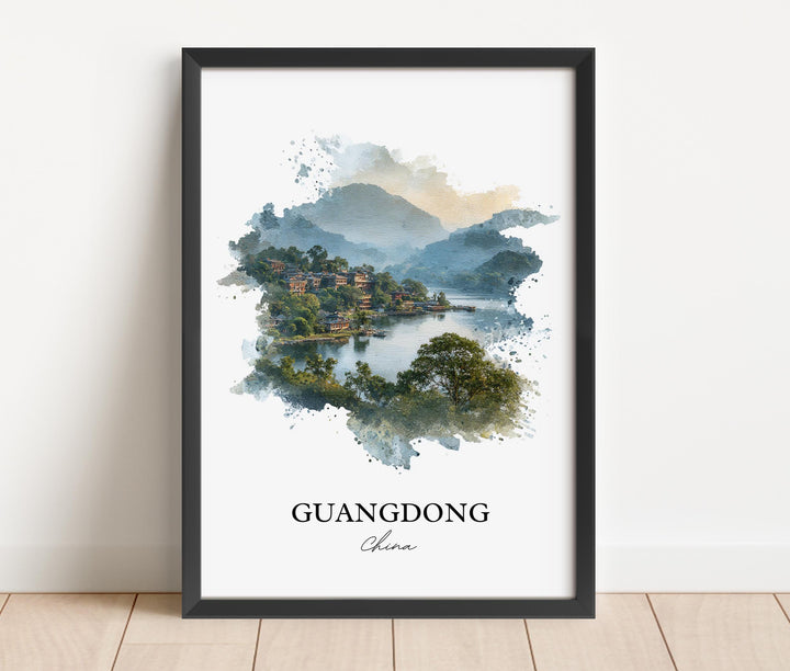 Guangdong China Wall Art, Guangdong Print, Guangdong Watercolor Art, Guangdong Gift, China Travel Print, Travel Poster, Housewarming Gift