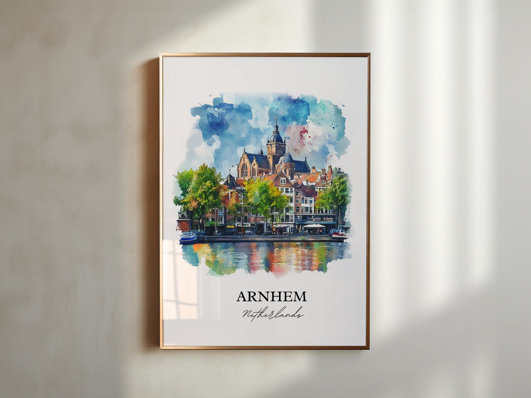 Arnhem Wall Art, Gelderland Province Print, Netherlands Watercolor Art, Arnhem Gift, Travel Print, Travel Poster, Housewarming Gift