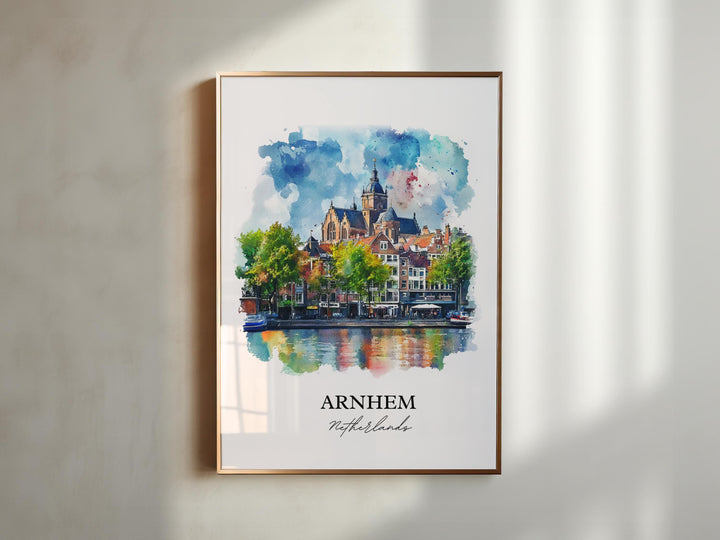 Arnhem Wall Art, Gelderland Province Print, Netherlands Watercolor Art, Arnhem Gift, Travel Print, Travel Poster, Housewarming Gift