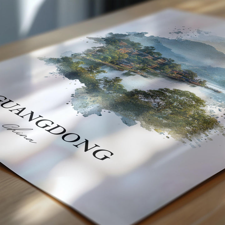 Guangdong China Wall Art, Guangdong Print, Guangdong Watercolor Art, Guangdong Gift, China Travel Print, Travel Poster, Housewarming Gift