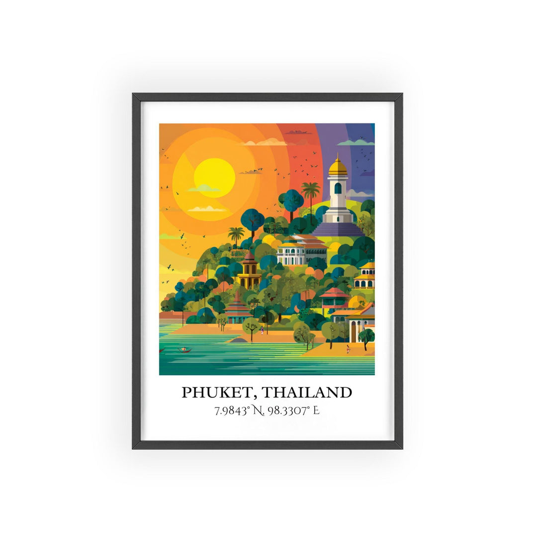 Phuket Art, Phuket Retro Travel Art, Phuket Thailand Home Decor, Thailand Gift, China Travel Art, Travel Prints, Housewarming Gift