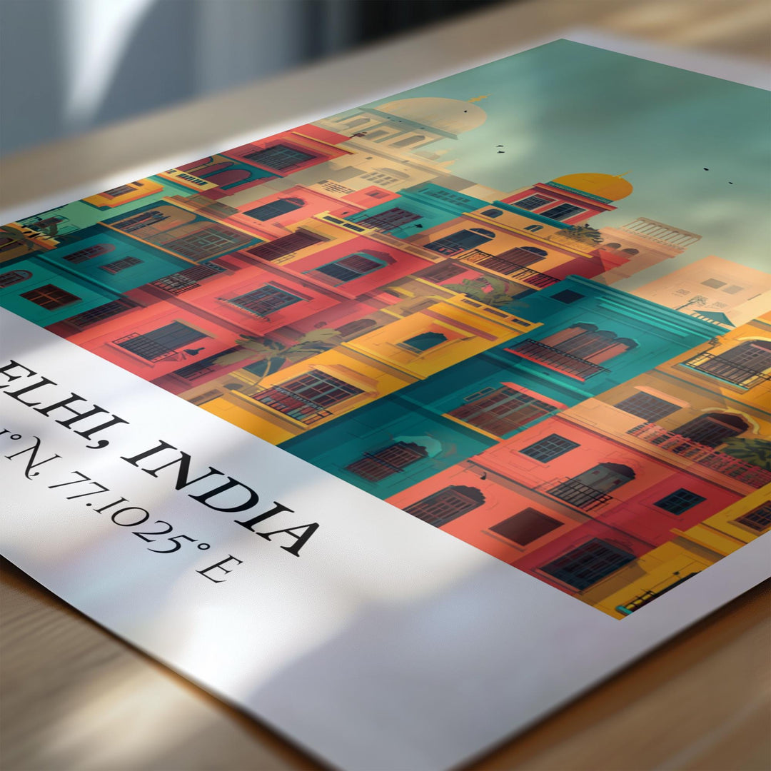 Delhi India Art, Delhi India Retro Travel Art, Delhi Home Decor, Delhi Gift, India Travel Art, Travel Prints, Housewarming Gift