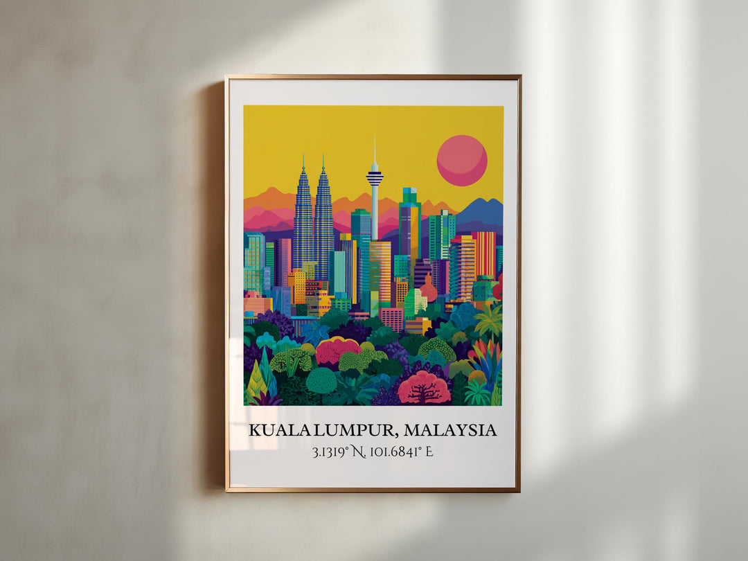 Kuala Lumpur Art, Kuala Lumpur Retro Travel Art, Kuala Lumpur Decor, Kuala Lumpur Gift, Malaysia Wall Art, Travel Prints, Housewarming Gift