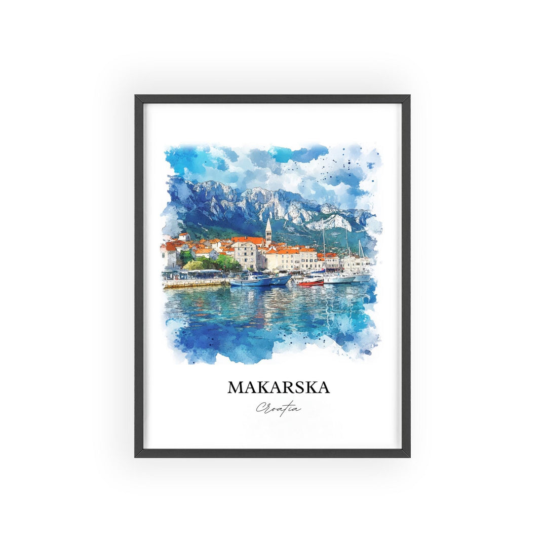 Makarska Wall Art, Dalmatian Coast Print, Croatia Watercolor Art, Makarska Croatia Gift, Travel Print, Travel Poster, Housewarming Gift