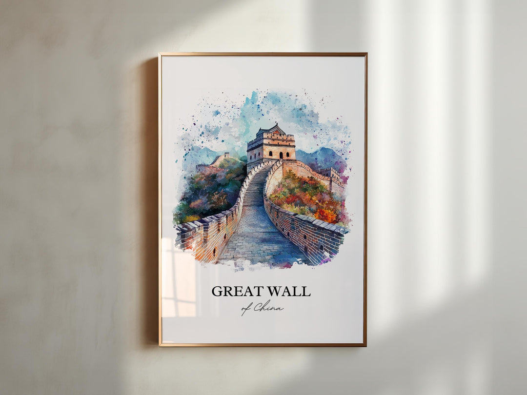 Great Wall of China Wall Art, China Print, China Watercolor Art, Great Wall of China Gift, Travel Print, Travel Poster, Housewarming Gift