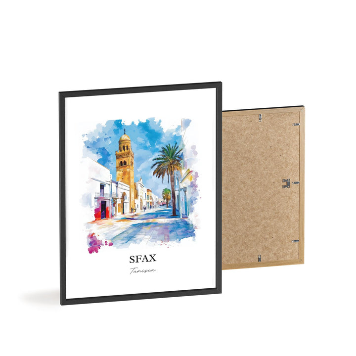 Sfax Tunisia Wall Art, Tunisia Print, Tunisia Watercolor Art, Sfax Tunisia Gift, Travel Print, Travel Poster, Housewarming Gift