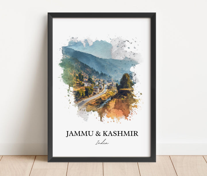 Jammu and Kashmir Wall Art, India Print, India Watercolor Art, Jammu & Kashmir Gift, India Travel Print, Travel Poster, Housewarming Gift