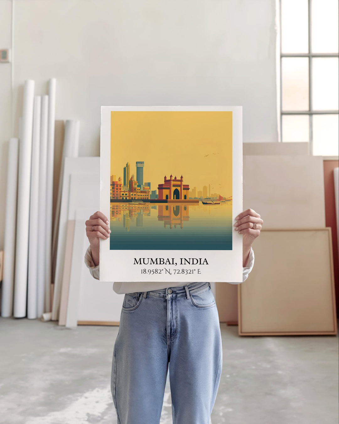 Mumbai Art, Mumbai Retro Travel Art, Mumbai Home Decor, Mumbai India Gift, India Travel Art, Travel Prints, Housewarming Gift