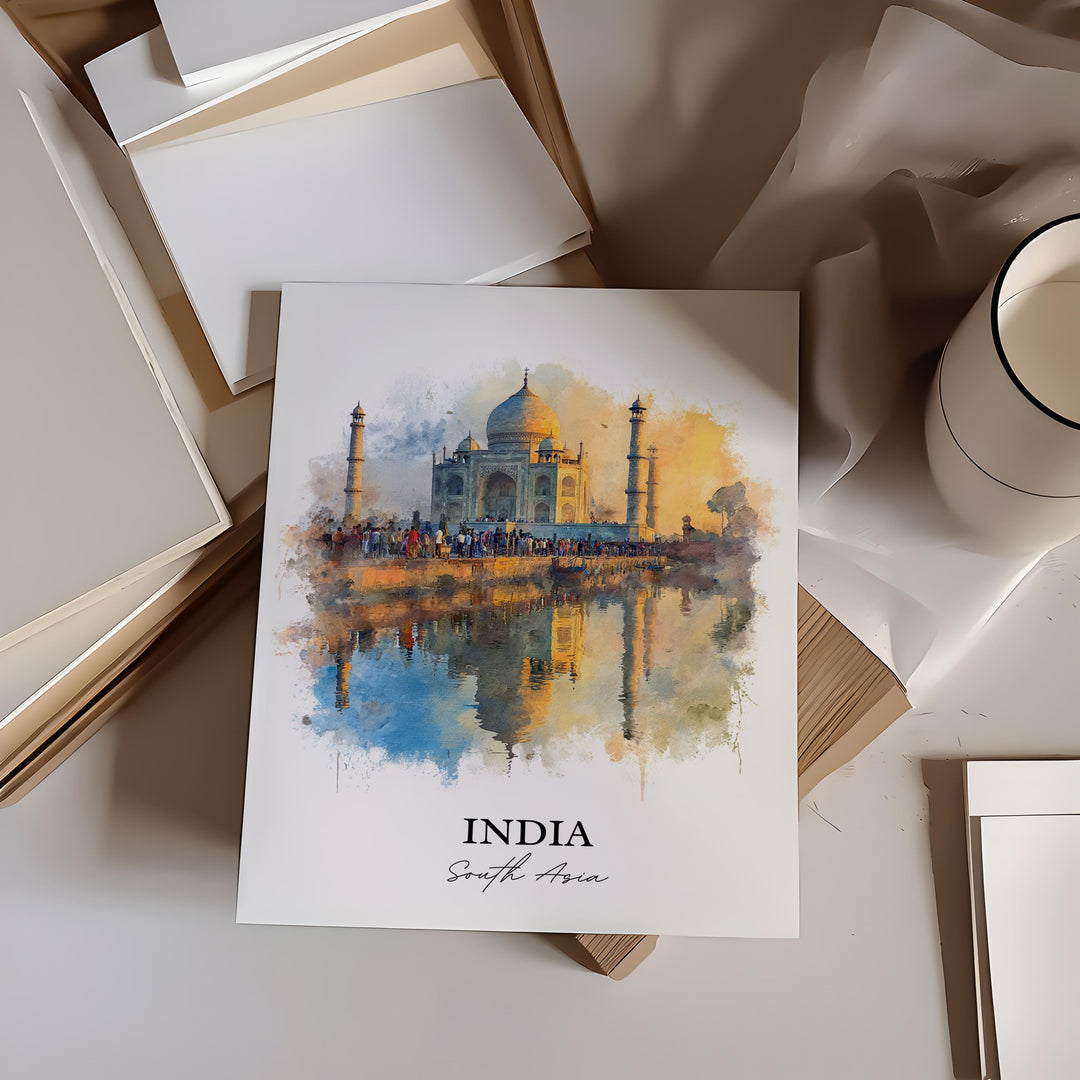 India Wall Art, India Print, India Watercolor Art, New Delhi Gift, Travel Print, Travel Poster, Housewarming Gift