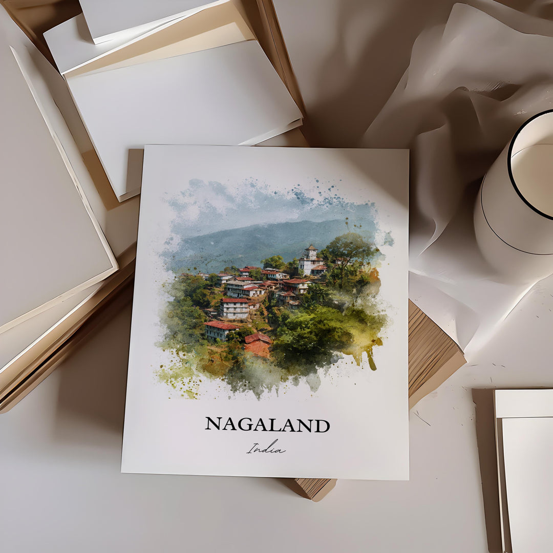 Nagaland India Wall Art, Nagaland India Print, India Watercolor Art, Nagaland India Gift, Travel Print, Travel Poster, Housewarming Gift
