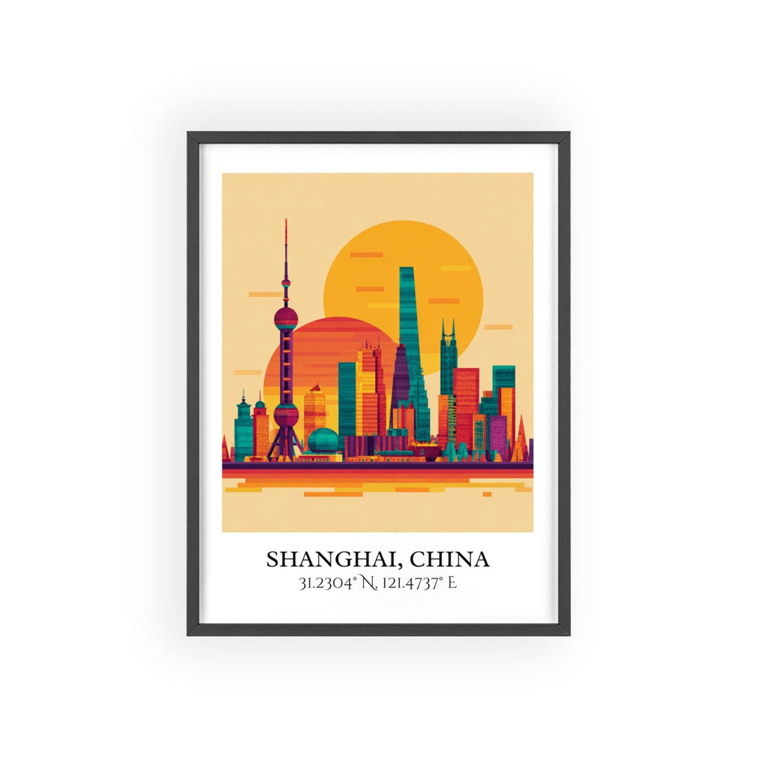 Shanghai Art, Shanghai Retro Travel Art, Shanghai Home Decor, Shanghai China Gift, China Travel Art, Travel Prints, Housewarming Gift