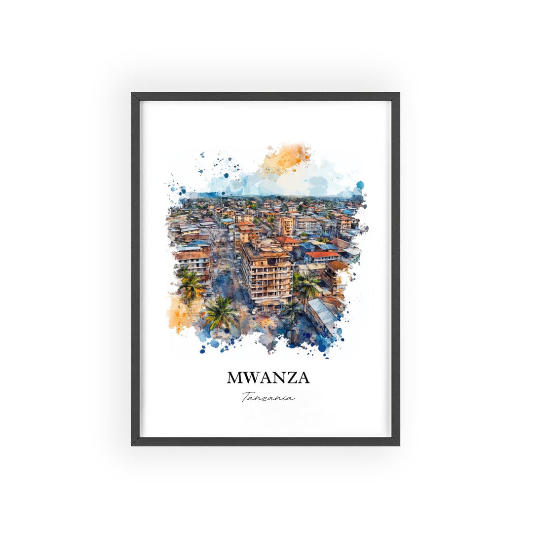Mwanza Wall Art, Tanzania Print, Tanzania Watercolor Art, Mwanza Tanzania Gift, Travel Print, Travel Poster, Housewarming Gift