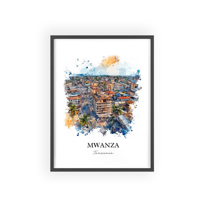 Mwanza Wall Art, Tanzania Print, Tanzania Watercolor Art, Mwanza Tanzania Gift, Travel Print, Travel Poster, Housewarming Gift