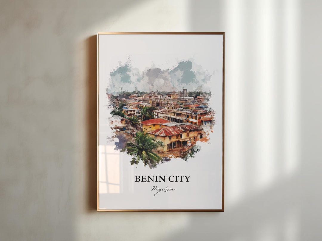 Benin City Wall Art, Nigeria Print, Nigeria Watercolor At, Benin City Gift, Travel Print, Travel Poster, Housewarming Gift