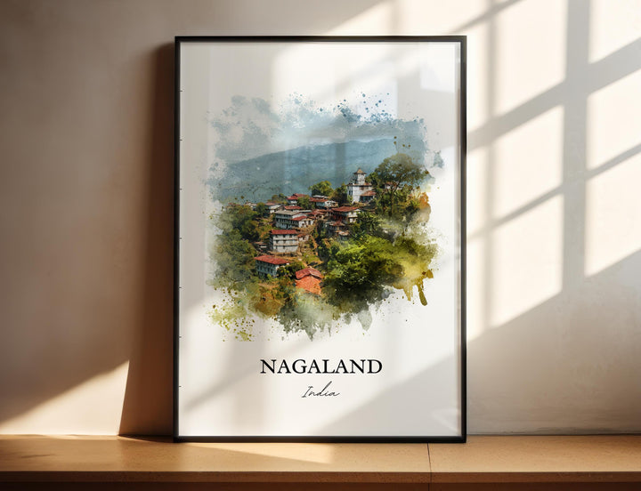 Nagaland India Wall Art, Nagaland India Print, India Watercolor Art, Nagaland India Gift, Travel Print, Travel Poster, Housewarming Gift