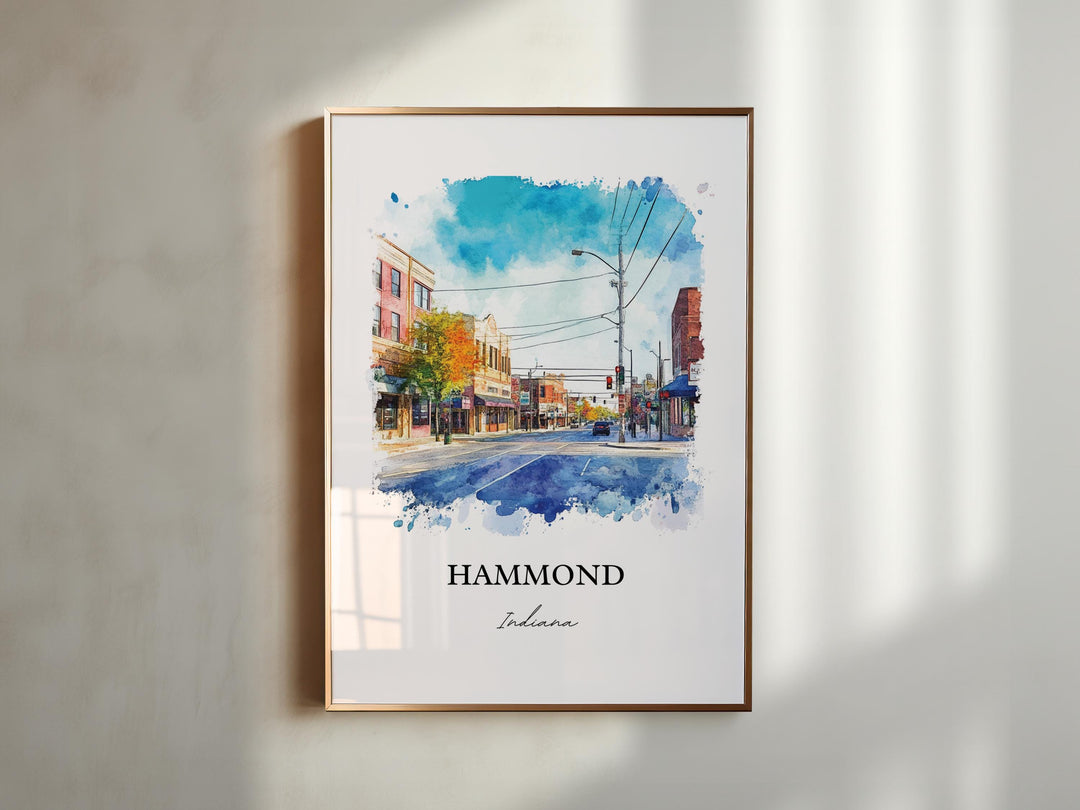 Hammond Indiana Wall Art, Lake County Print, Indiana Watercolor Art, Hammond IN Gift, Travel Print, Travel Poster, Housewarming Gift
