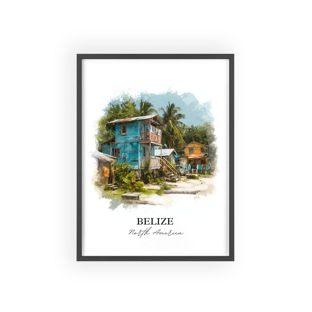 Belize Wall Art, Belize Print, Belize Watercolor Art, Belize Country Gift, Travel Print, Travel Poster, Housewarming Gift