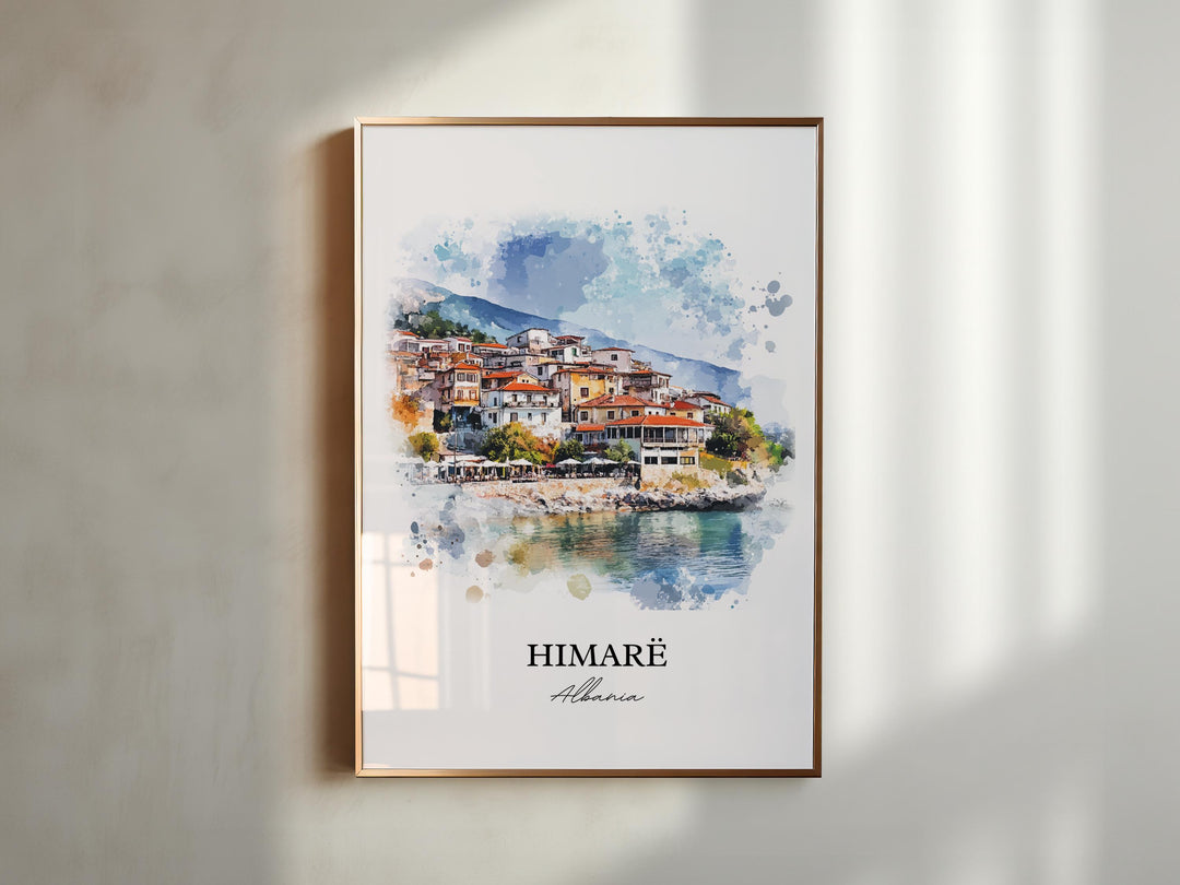 Himarë Albania Wall Art, Vlorë County Print, Albania Watercolor Art, Albania Gift, Travel Print, Travel Poster, Housewarming Gift